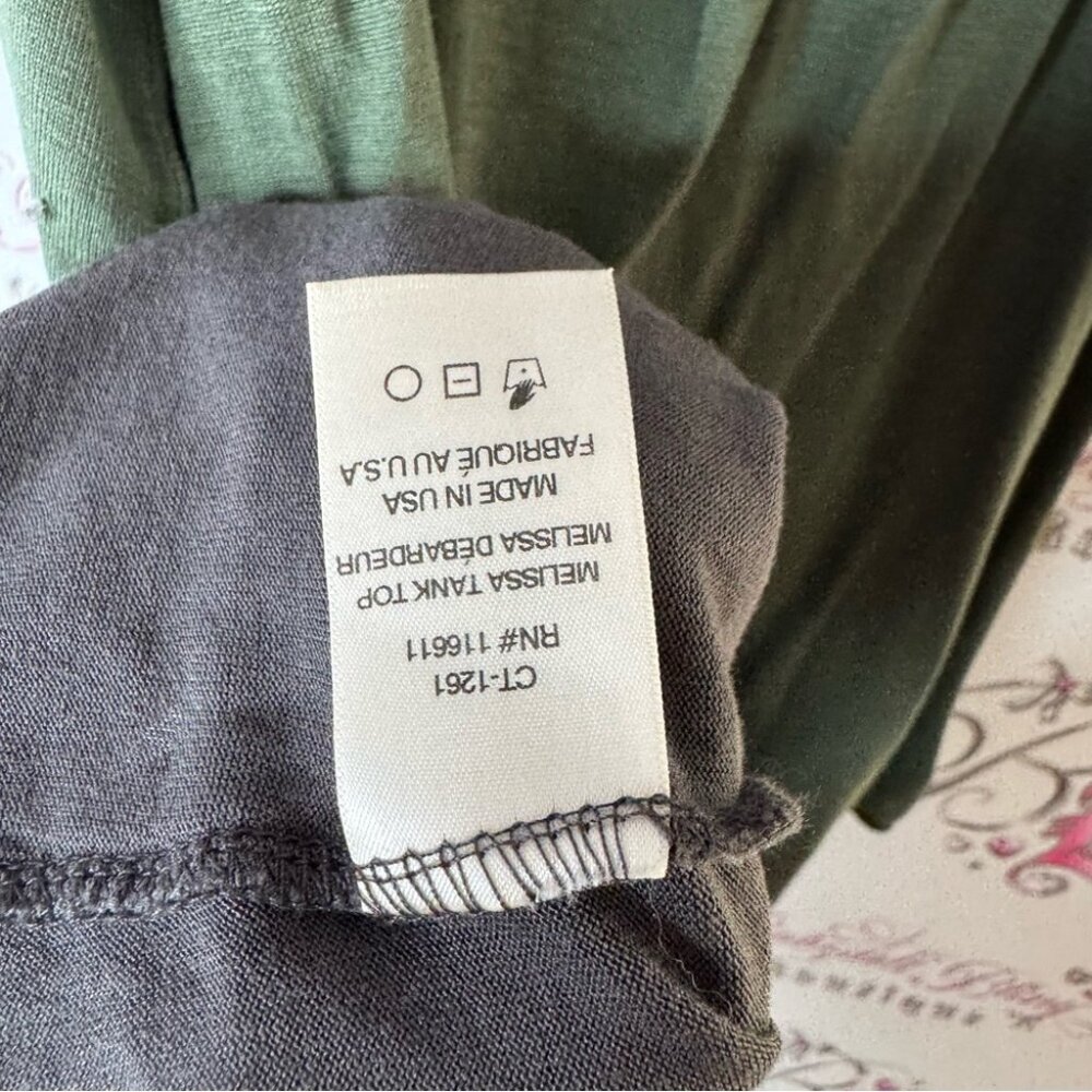 Amadi tank top ruffle dual tier flowy Stylish Green Black shirt Anthropologie - Picture 5 of 5